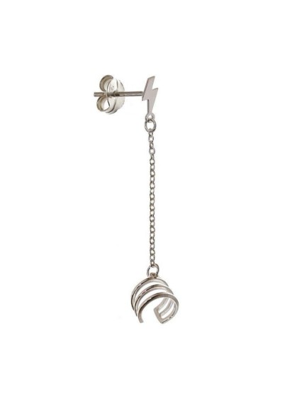 PENDIENTE EAR CUFF RAYO CON CADENA PLATA DE LEY