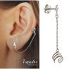 PENDIENTE EAR CUFF RAYO CON CADENA PLATA DE LEY