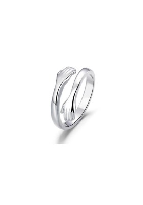 STERLING SILVER HUG RING OPEN HANDS