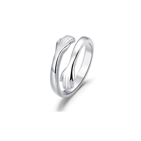 STERLING SILVER HUG RING OPEN HANDS