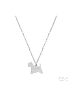 PERSONALISED DOG NAME NECKLACE WITH BREED SILHOUETTE IN STERLING SILVER | RUSSELL TERRIER