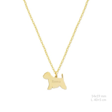 PERSONALISED DOG NAME NECKLACE WITH SILHOUETTE IN 18K GOLD PLATED STERLING SILVER | RUSSELL TERRIER