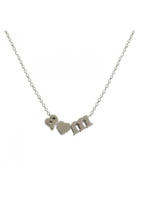 STERLING SILVER NECKLACE WITH INITIALS AND A HEARTY