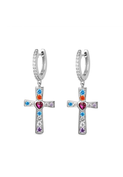 STERLING SILVER CROSS EARRINGS