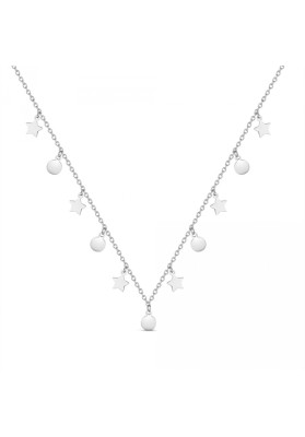 COLLAR CON DISCOS Y ESTRELLAS COLGANDO PLATA DE LEY