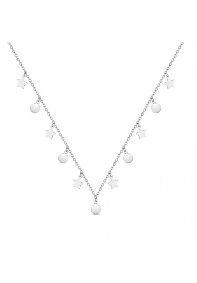 STERLING SILVER DISCS AND STARS NECKLACE