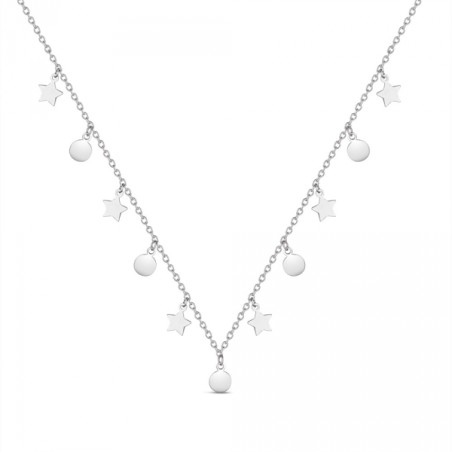 STERLING SILVER DISCS AND STARS NECKLACE