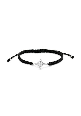 BLACK THREAD BRACELET WITH A WITCH´S KNOT STERLING SILVER