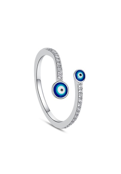 STERLING SILVER TURKISH EVIL EYE RING