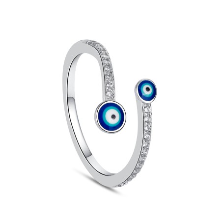 STERLING SILVER TURKISH EVIL EYE RING