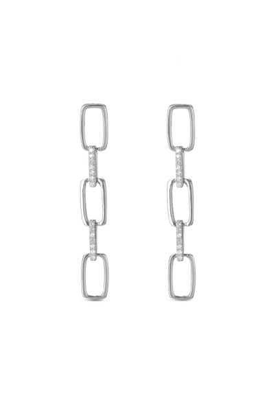 RHODIUM PLATED STERLING SILVER FIVE FLOATING RECTANGULAR EARRINGS