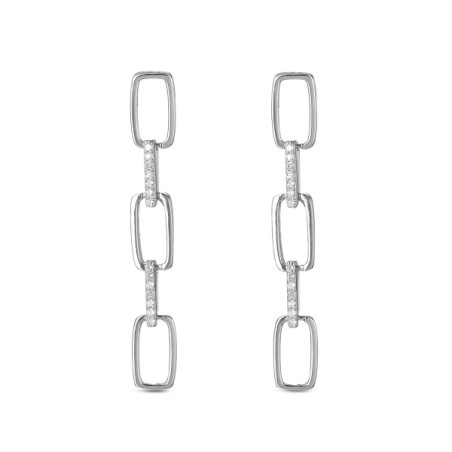 RHODIUM PLATED STERLING SILVER FIVE FLOATING RECTANGULAR EARRINGS