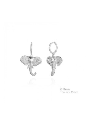 PENDIENTES ARO Y ELEFANTE PLATA DE LEY