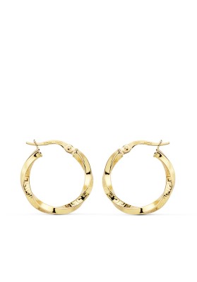 9K GOLD TWISTED HOOP EARRINGS 20 X 2.5 MM