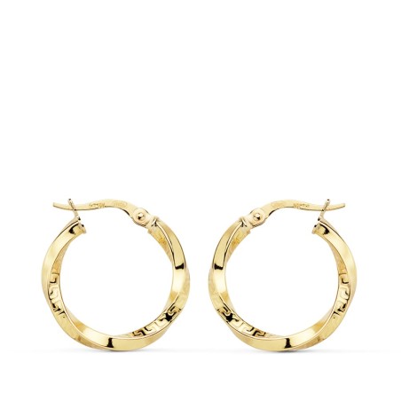 9K GOLD TWISTED HOOP EARRINGS 20 X 2.5 MM