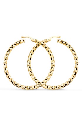 9K GOLD TWISTED HOOP EARRINGS 36X3 MM