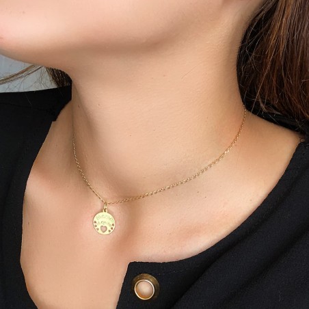 COLGANTE MAMÁ TE QUIERO CON CORAZONES ORO 18K