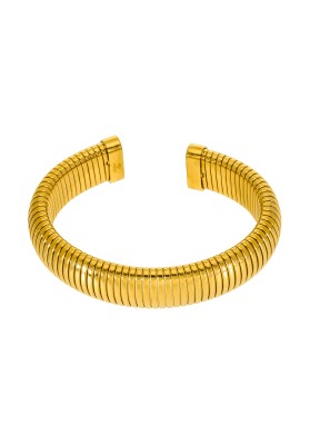 PULSERA RÍGIDA ABIERTA MAREA ACERO DORADO C02703/AQ