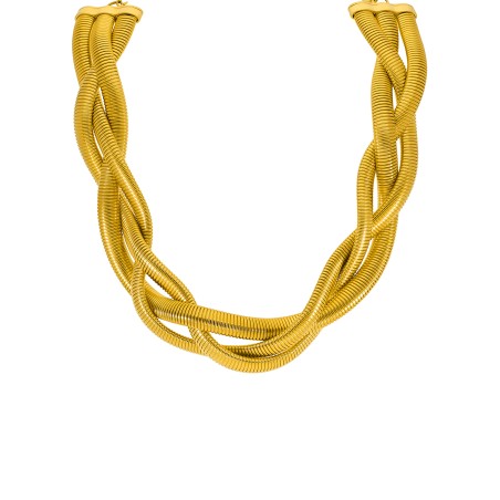 COLLAR CHOKER TRENZADO MAREA ACERO DORADO C02704/AK