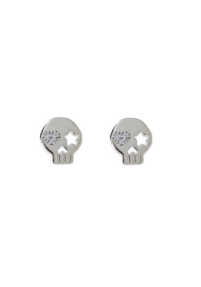 STERLING SILVER EAR STUDS SKULL EARRINGS