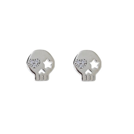 STERLING SILVER EAR STUDS SKULL EARRINGS