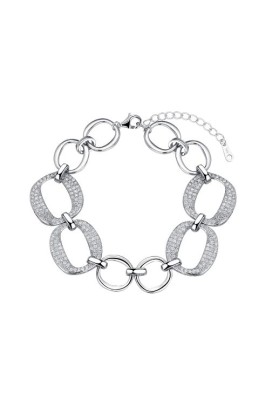 PULSERA DE CIRCONITA AROS LISOS CON ÓVALOS PAVÉ PLATA DE LEY