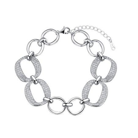 PULSERA DE CIRCONITA AROS LISOS CON ÓVALOS PAVÉ PLATA DE LEY