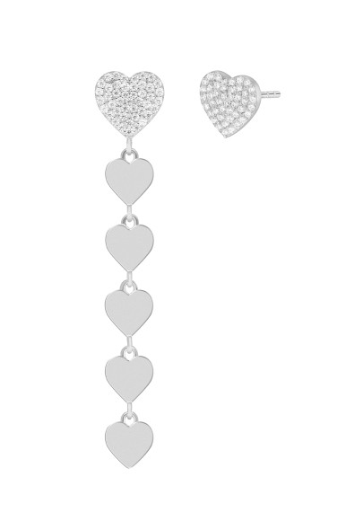 PENDIENTES ASIMÉTRICO MAREA CORAZÓN PLATA D02801/AE