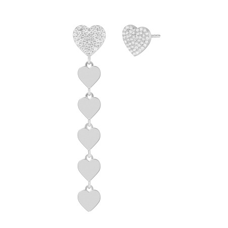 PENDIENTES ASIMÉTRICO MAREA CORAZÓN PLATA D02801/AE