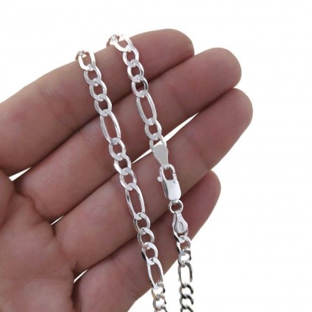 STERLING SILVER 3+1 FIGARO CHAIN-2.5MM