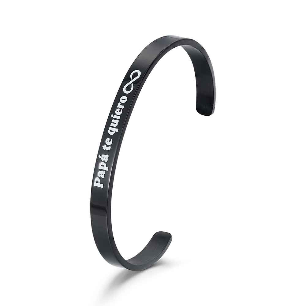 PULSERA HOMBRE ACERO NEGRO PAPÁ TE QUIERO INFINITO