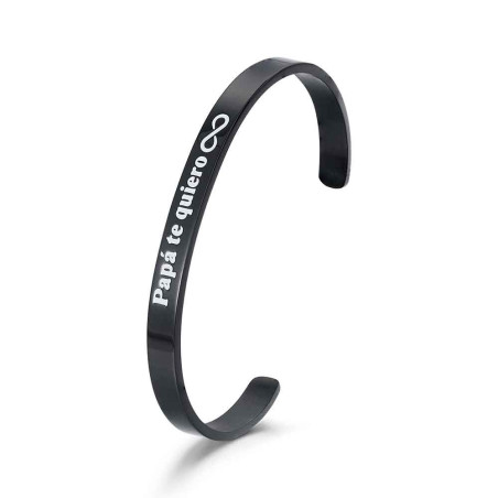 PULSERA HOMBRE ACERO NEGRO PAPÁ TE QUIERO INFINITO