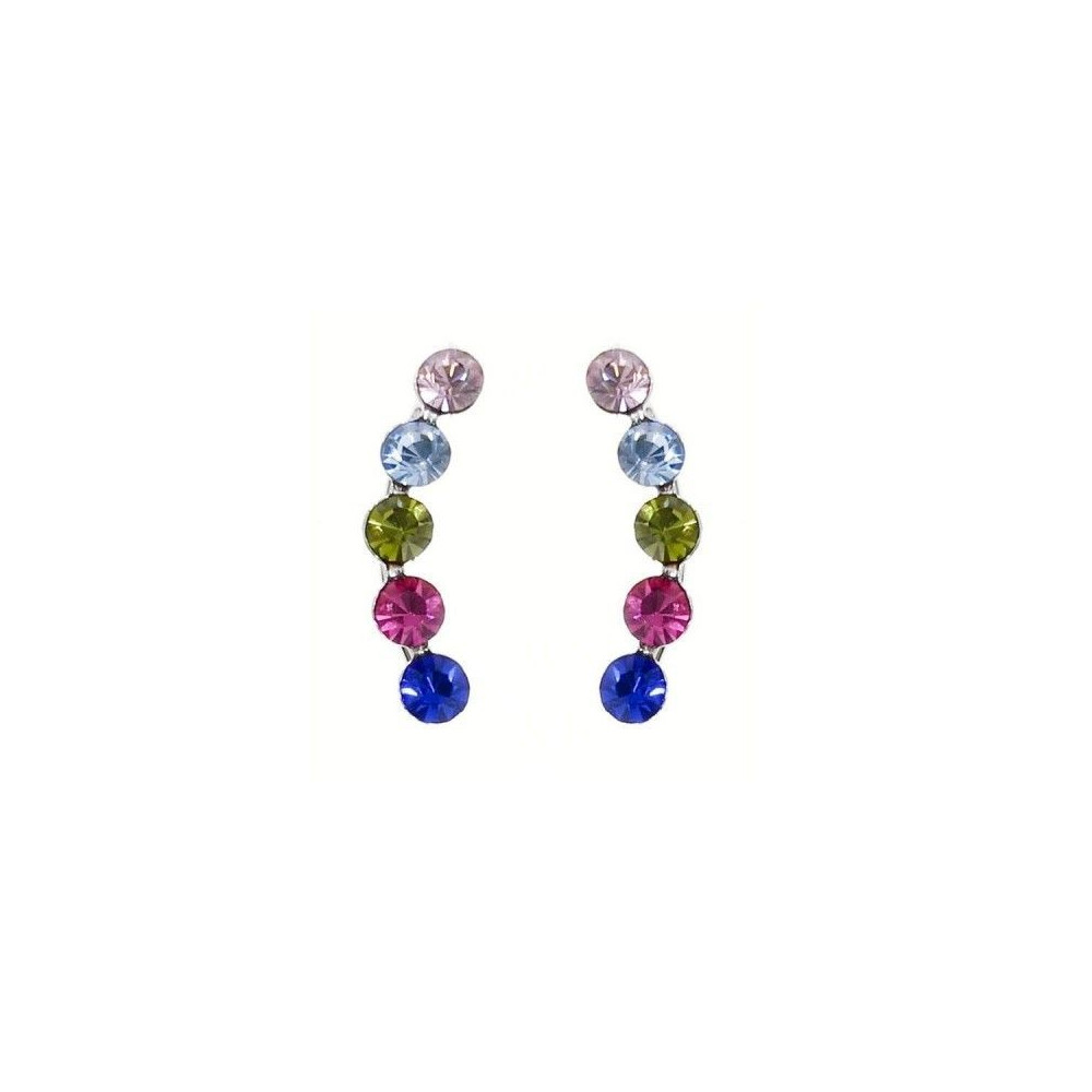 PENDIENTES TREPADORES PIEDRAS MULTICOLOR PLATA DE LEY