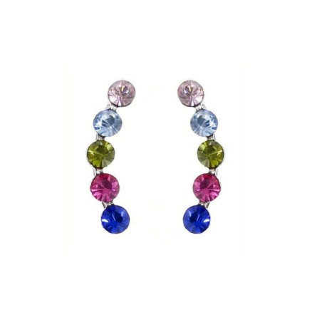 PENDIENTES TREPADORES PIEDRAS MULTICOLOR PLATA DE LEY