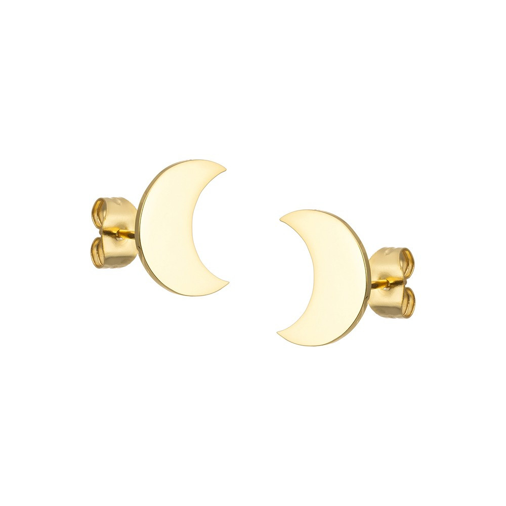 PENDIENTES MEDIA LUNA ACERO CHAPADO EN ORO