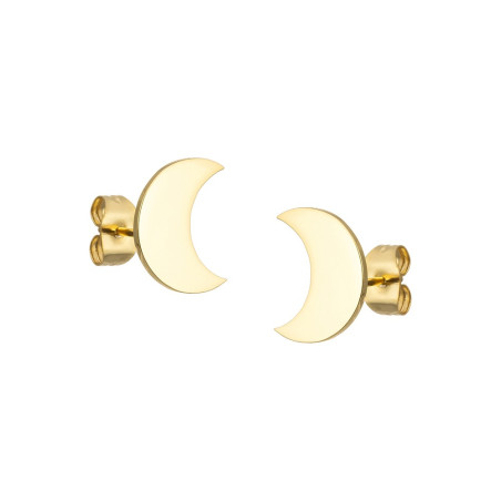 PENDIENTES MEDIA LUNA ACERO CHAPADO EN ORO
