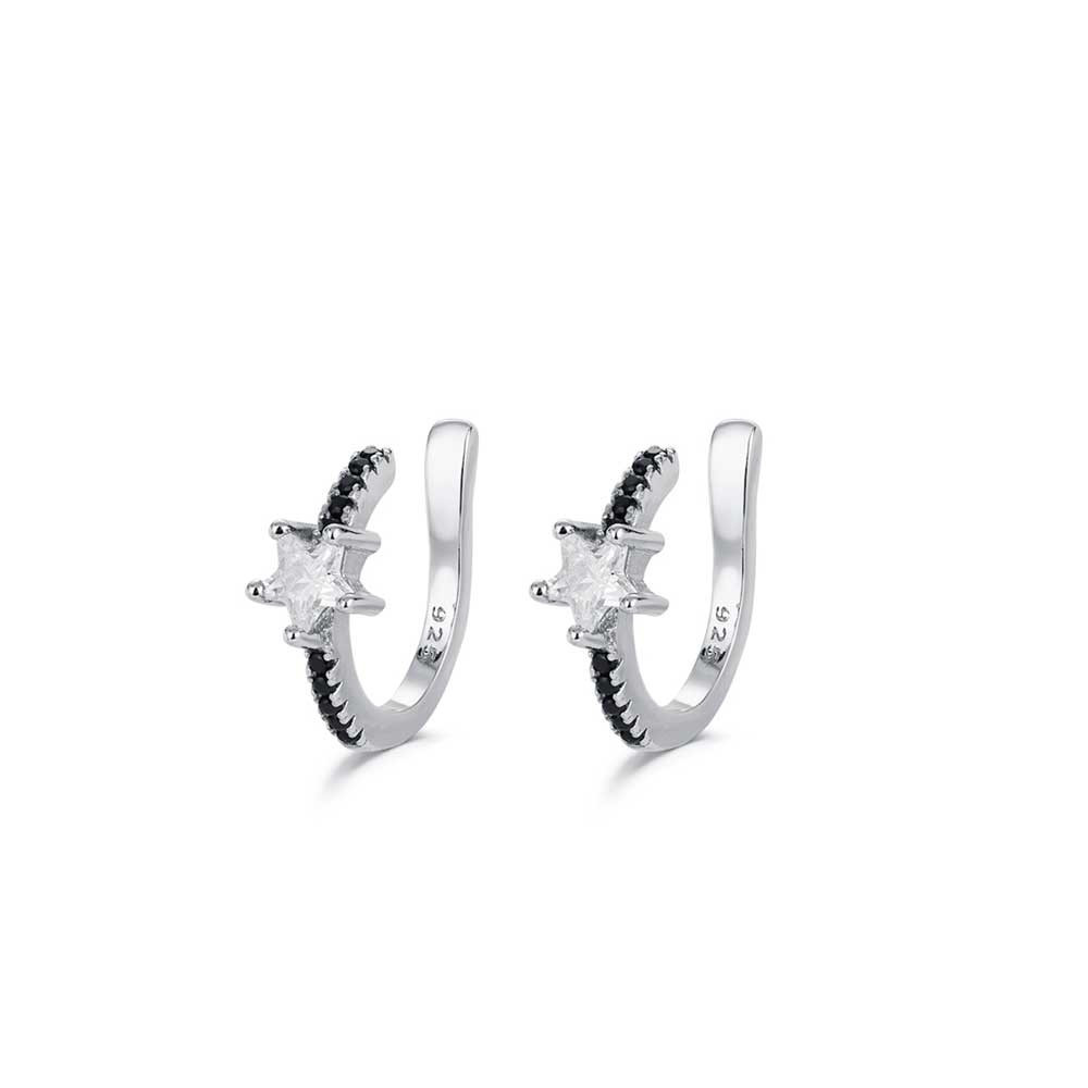 PENDIENTES EAR CUFF ESTRELLA/CIRCONITAS PLATA DE LEY