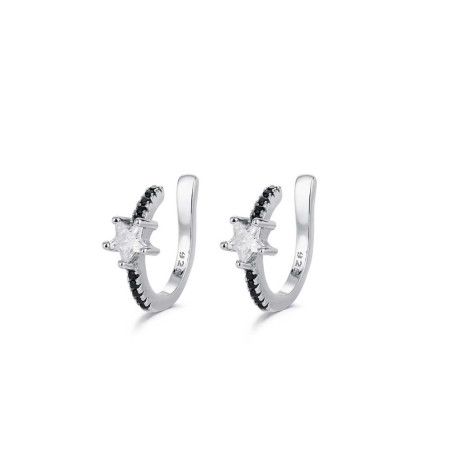 PENDIENTES EAR CUFF ESTRELLA/CIRCONITAS PLATA DE LEY