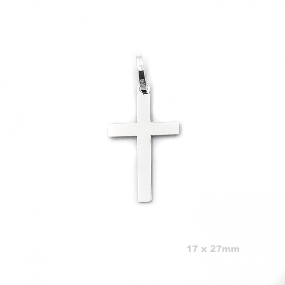 COLGANTE CRUZ LISA PLATA DE LEY 17MM X 27MM