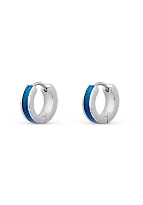 PENDIENTES ARO HOMBRE COMBINADO ACERO Y AZUL