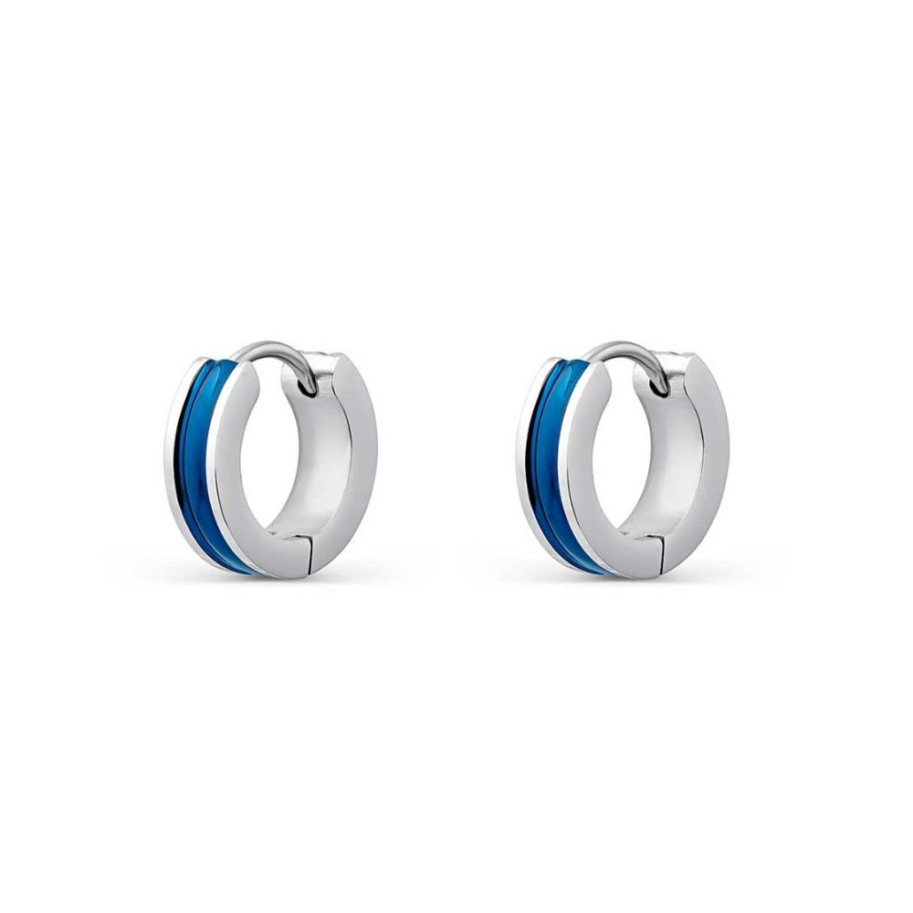 PENDIENTES ARO HOMBRE COMBINADO ACERO Y AZUL