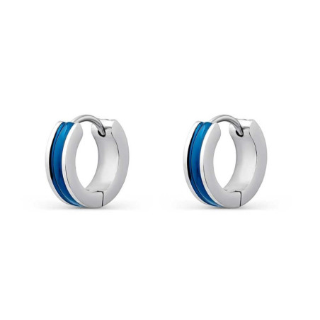 PENDIENTES ARO HOMBRE COMBINADO ACERO Y AZUL