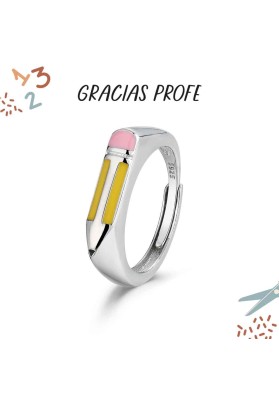 ANILLO PLATA LAPICERO ESMALTE AMARILLO Y ROSA