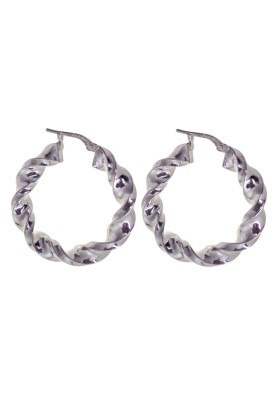 HOOPS IN STERLING SILVER WITH RELIEF 25 MM