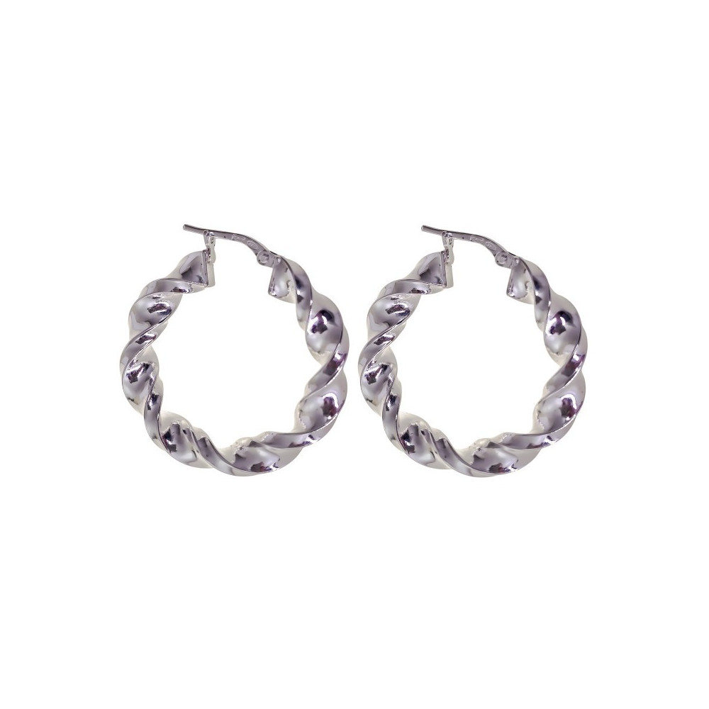PENDIENTES ARO RELIADO PLATA DE LEY 25 MM