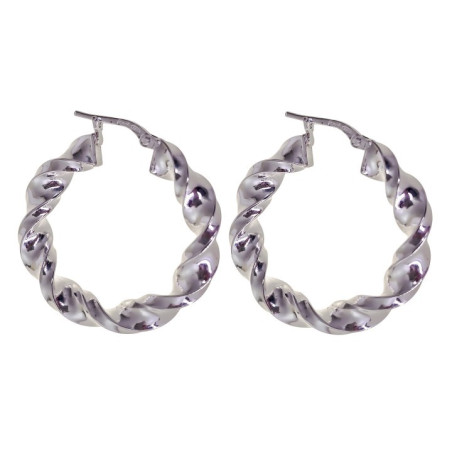 PENDIENTES ARO RELIADO PLATA DE LEY 25 MM