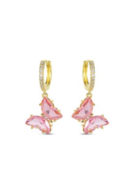 GOLD PLATED STERLING SILVER  EARRINGS WITH A BUTTERFLY