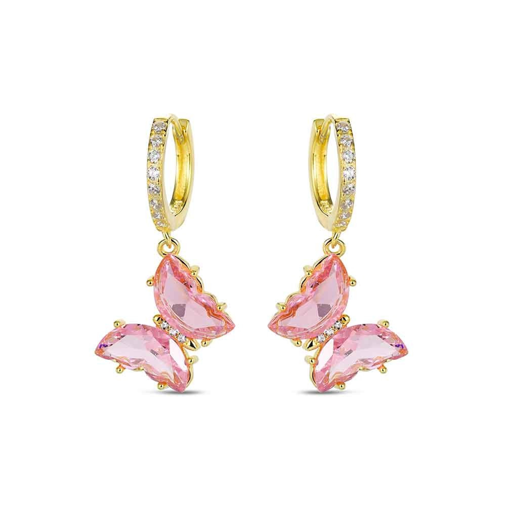 PENDIENTES PLATA MARIPOSA CHAPADO EN ORO