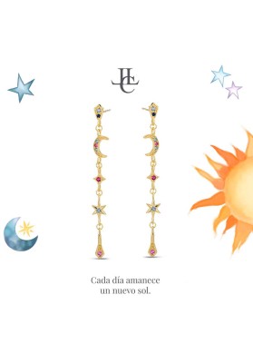 18K GOLD PLATED STERLING SILVER MOONS AND STARS EARRINGS