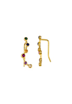 GOLD PLATED STERLING SILVER EAR CLIMBER STONES EARRINGS